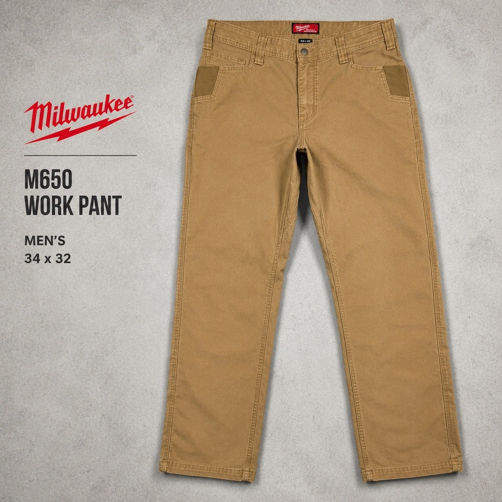 Milwaukee M650 Work Pant Mens 34x32 Brown Canvas Utility Carpenter Trousers